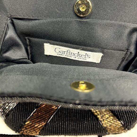 Vintage Beaded Evening Bag Black Rainbow Shoulder Purse Garfinckel's Pocketbook - Picture 11 of 12